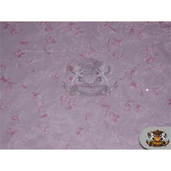 Organza Floral Dahlia Fabric PINK / 60" Wide / Sold by the yard