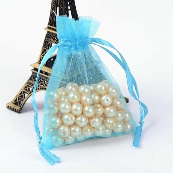 Organza Gift Bags with Drawstring Wedding for Potpourri Deep Sky Blue Party Christmas Favor Gift Bags Organza Pouches 9x7cm