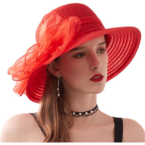 Organza Kentucky Fascinator Hat for Women - Derby Cocktail Tea Party Sun Hat Wedding Bridal Flower Church Hat