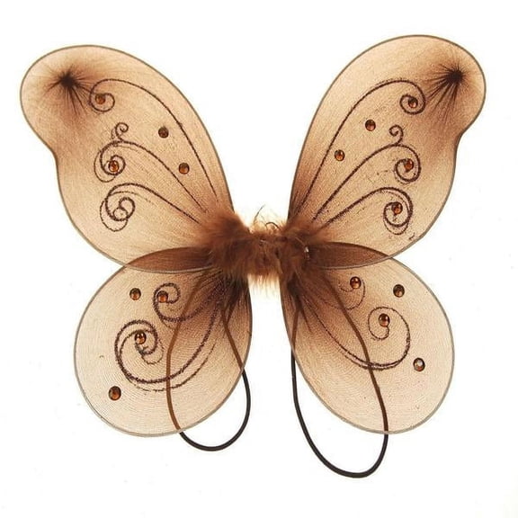 Organza Nylon Butterfly Wings with Glitters, 12-Inch - Brown