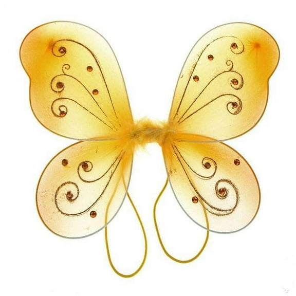 Organza Nylon Butterfly Wings with Glitters, 12-Inch - Gold