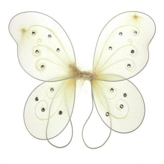 Organza Nylon Butterfly Wings with Glitters, 12-Inch - Ivory