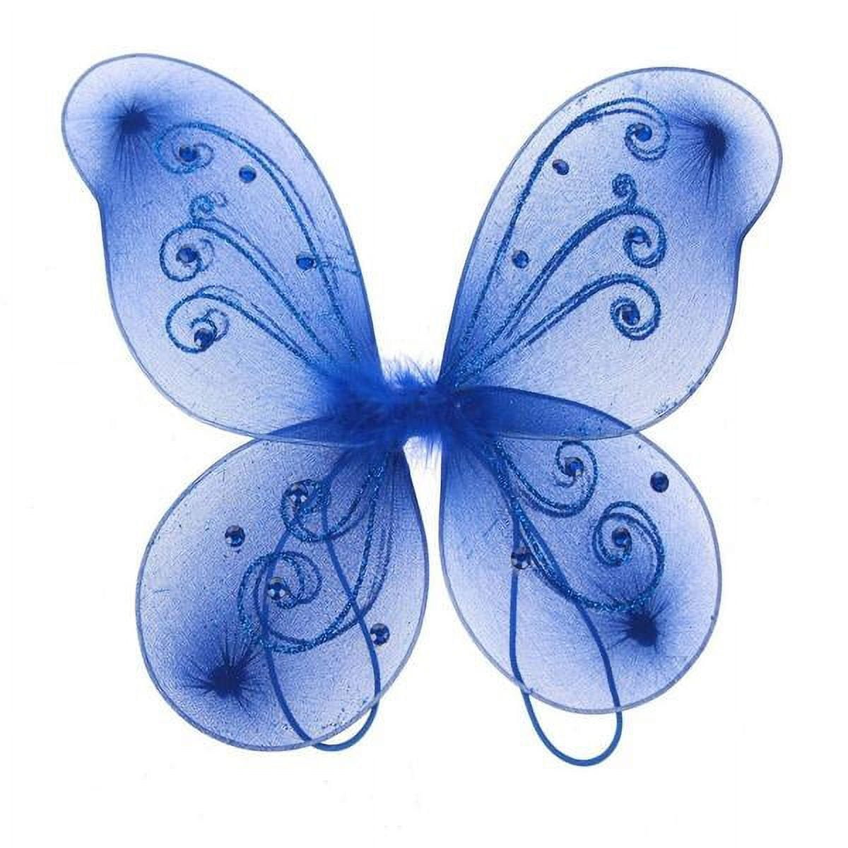 Organza Nylon Butterfly Wings with Glitters, 12-Inch - Royal Blue