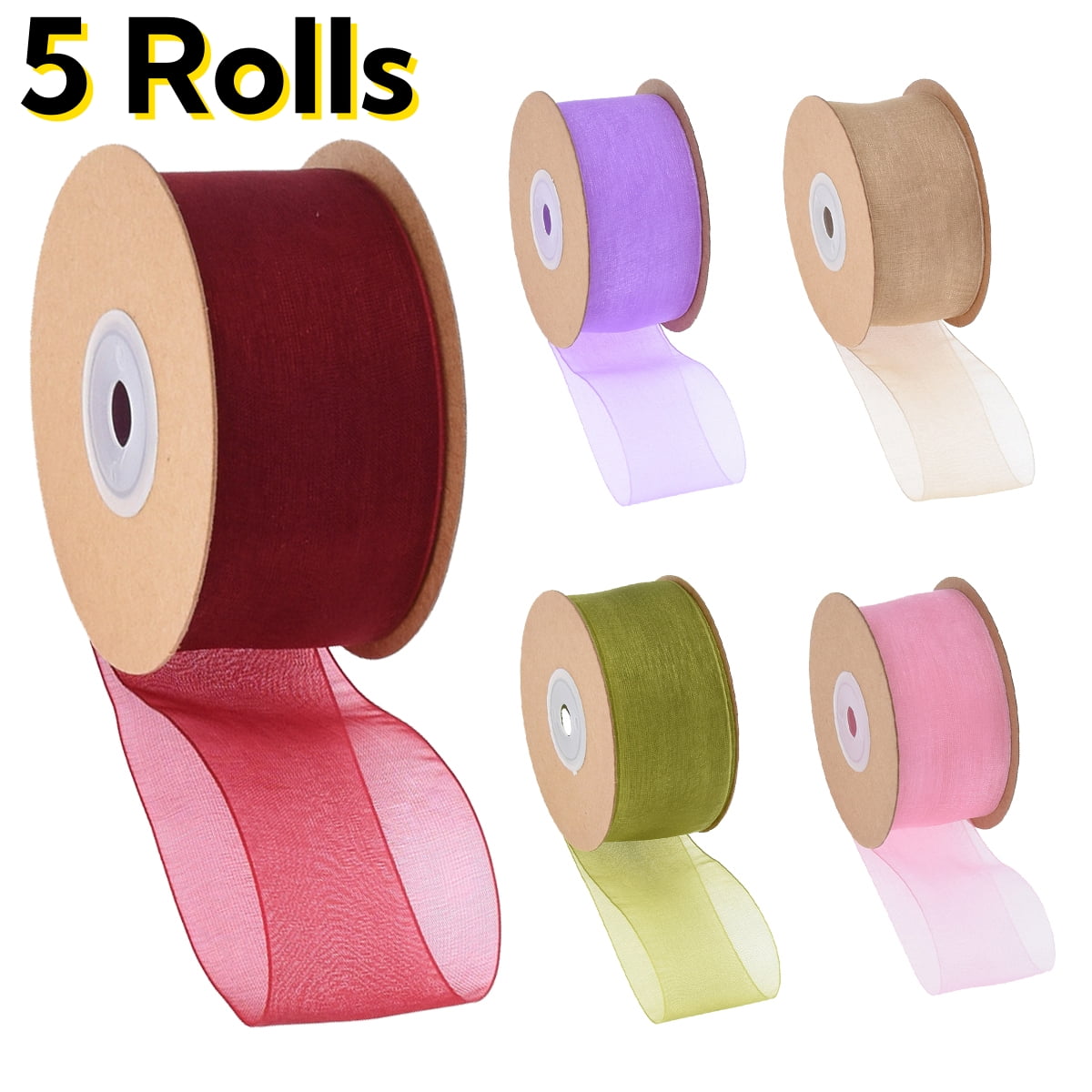 Internal Ribbon Set Organza Ribbon Sheer Ribbons Set for Gift Wrapping Christmas Tree Bows ...