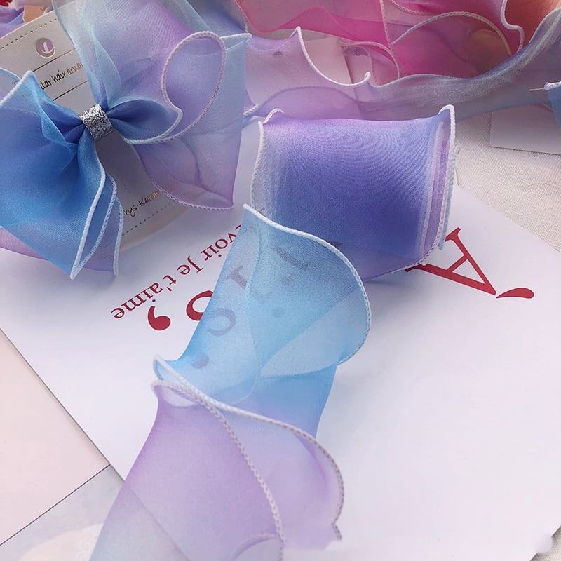 Organza Ribbon for Bowknot Tie Sew on Hair Barrette Accessories Blue 2-3/8 inch(60mm) about 38.28 Yards(35m)/Bag