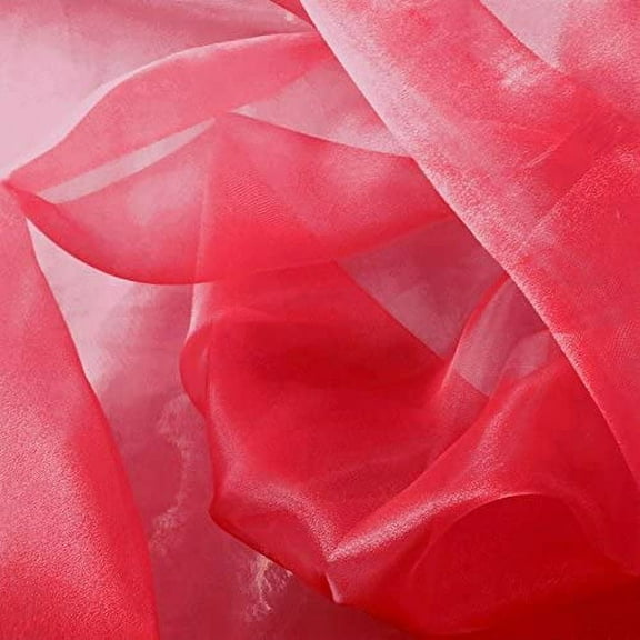Organza Sheer Fabric by The Yard – 60 Inch Wide Lightweight Material for Veils, Dresses, Wedding Décor, Costumes, Crafts & DIY Sewing Projects ( 1 Yard, Red)