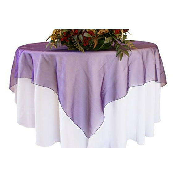 Organza Table Overlay Linen Table Cloth 80" X 80" Square(1 Piece) Purple