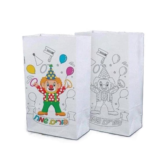 Organza 9652 White Paper Bag with 10 PP Coloring Clown