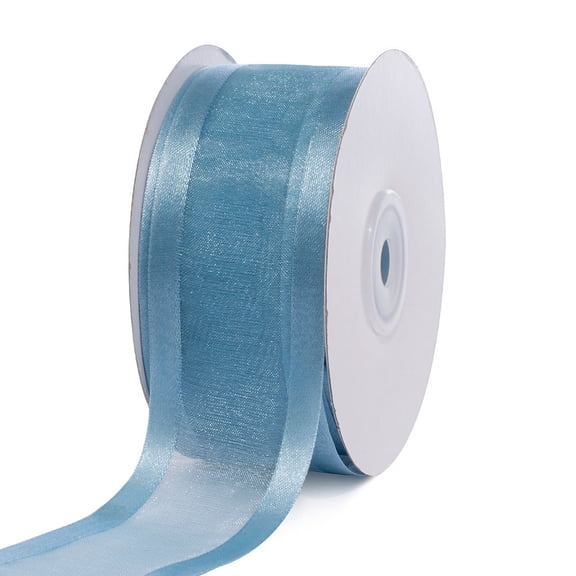 Organza with Satin Edge Ribbon Roll  1-1/2" x 25 Yards, Antique Blue