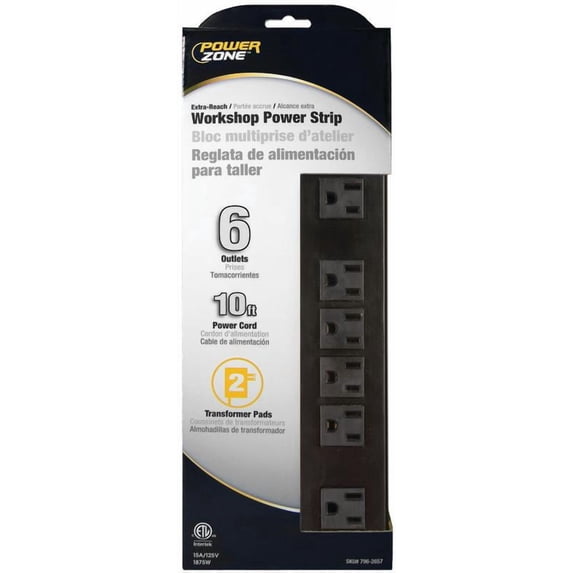 STRIP 6 OUTLET 10' CORD METAL