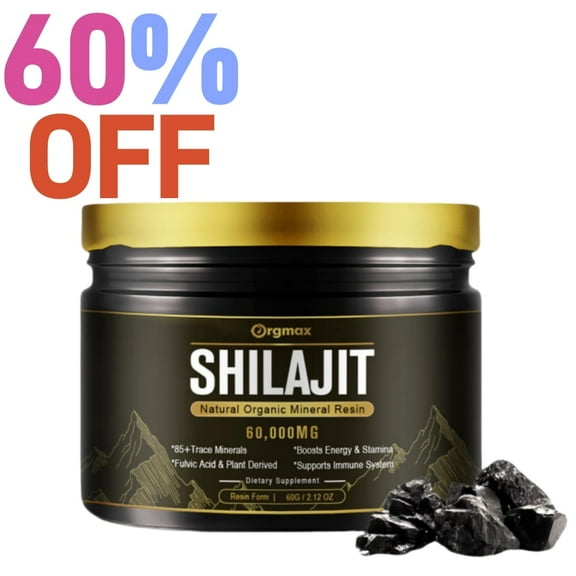Orgmax Shilajit Pure Himalayan Organic Shilajit Resin - 2.12oz Natural Organic Shilajit Resin with Fulvic Acid for Energy, Immune Support, 1 Pack