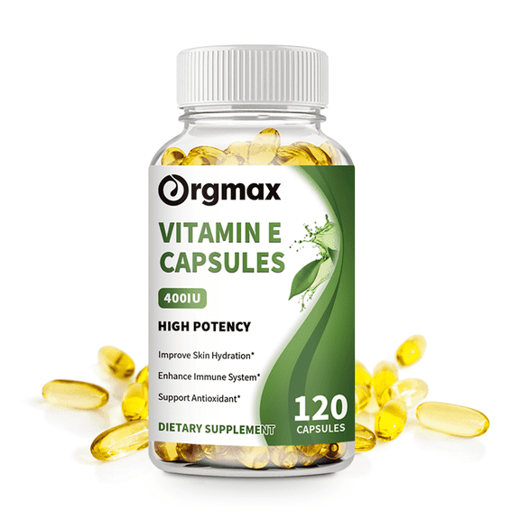 Orgmax Vitamin E 180 mg (400 IU), High Potency Vitamin Capsules, 120 Count