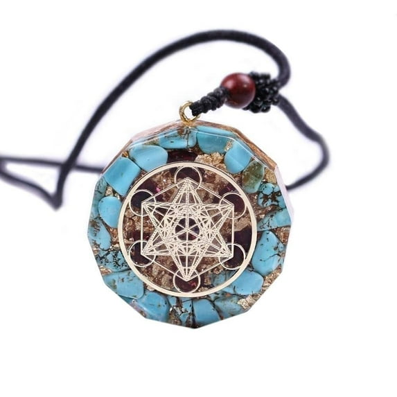 Orgone Metatron Cube EMF Necklace,Orgonite Amulet Pendant