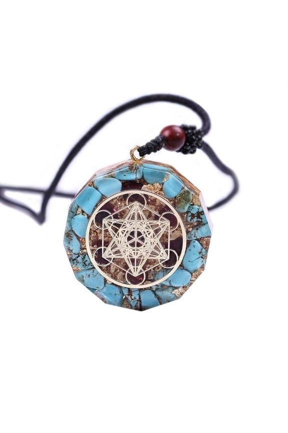 Orgone Metatron Cube EMF Necklace,Orgonite Amulet Pendant
