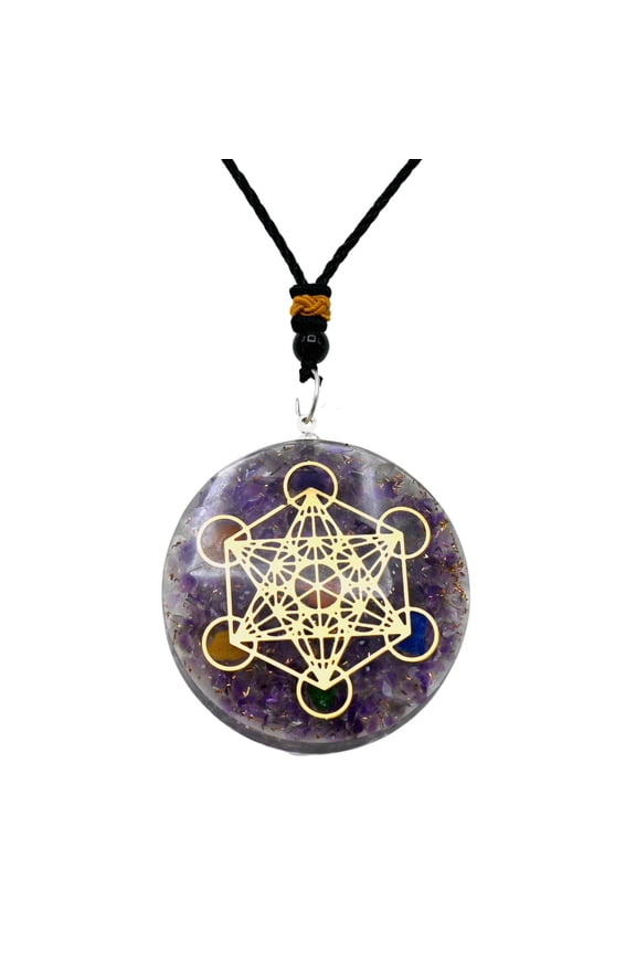 Orgone Pendant with Amethyst Crystal and Metatron Cube