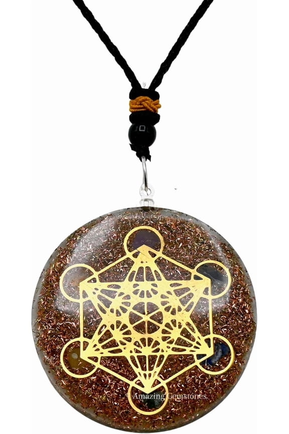 Orgone Pendant with Copper Shavings and Metatron Cube
