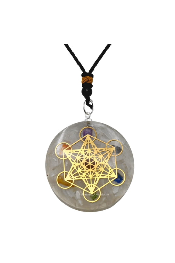 Orgone Pendant with Selenite Crystal and Metatron Cube