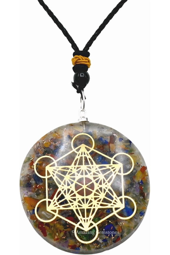 Orgone Pendant with Seven Chakra Crystal and Metatron Cube