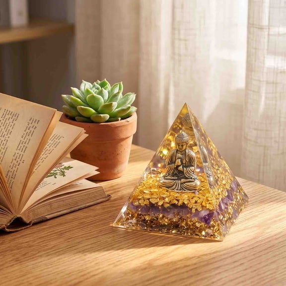 Orgone Pyramid with Healing Crystals,Energy Generator for Positive Vibe,Stress Relief Chakra Reiki Meditation,Pyramid Decor,Spiritual Gift for Success,Wealth Prosperity