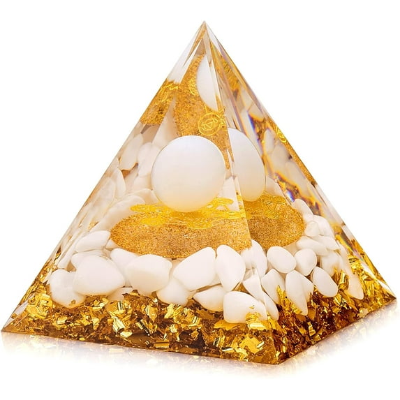 Orgone Pyramid Protection Gemstone Pyramid Reiki Positive Energy Pyramid Chakra Meditation Pyramid for Success Health Lucky Anti-Stress Decor Gift Collection (Yellow)