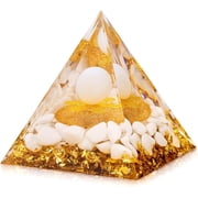 Orgone Pyramid Protection Gemstone Pyramid Reiki Positive Energy Pyramid Chakra Meditation Pyramid for Success Health Lucky Anti-Stress Decor Gift Collection Yellow Colorful