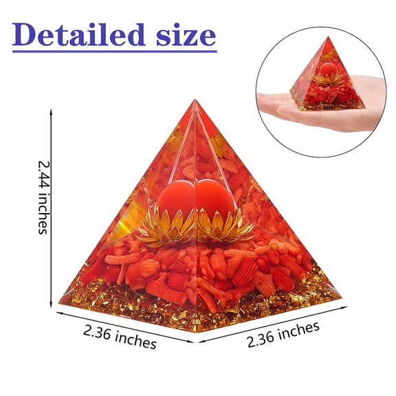 Orgone Pyramid Protection Pyramid Positive Pyramid Chakra Pyramid for Success Health Lucky Anti-Stress Decor Gift Collection (Red)