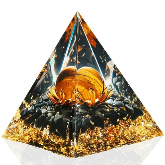 Orgone Pyramid - Tiger Eye Crystals Pyramid Positive Energy for Meditation, Wealth & Stress Relief​