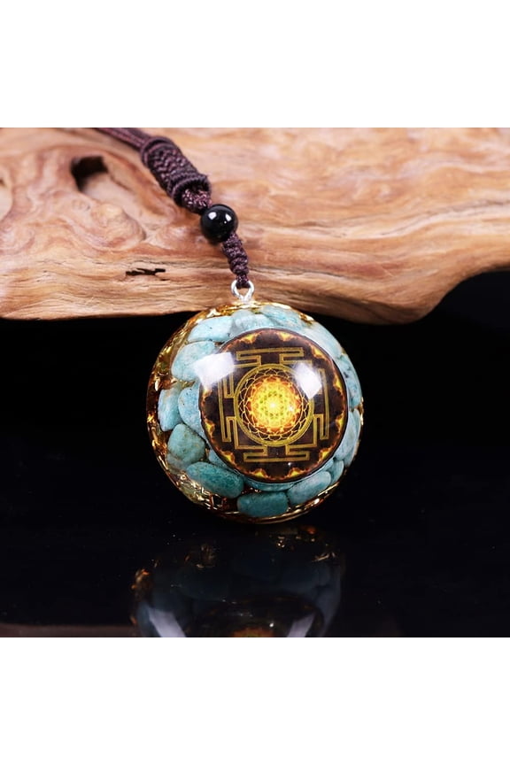 Orgonite Meratron Cube Amazonite Stone Emf Protection Amulet Necklace for Healing