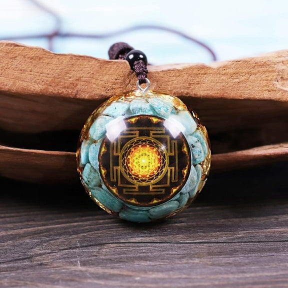 Orgonite Meratron Cube Amazonite Stone,Emf Protection Orgone Amulet Necklace