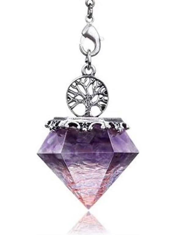 Orgonite Pendulum Tree of Life Chakra Stone Dowsing Pendulum,Orgone Healing Crystal Amulet Hexagonal Pyramid for Wicca,Meditation(Purple)