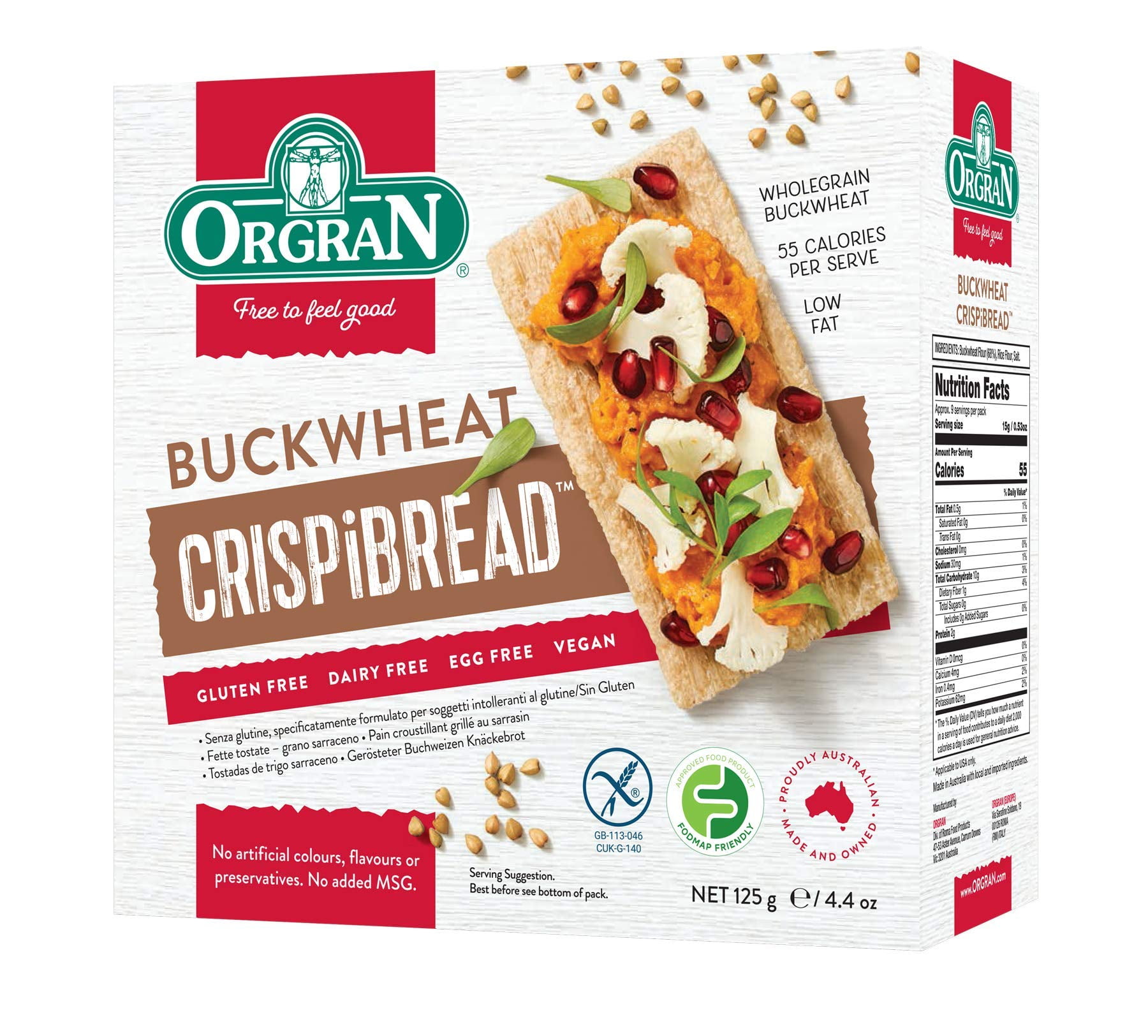 Orgran Gluten Free Toasted DHF10 Buckwheat Crispibread Organic