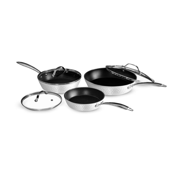 Orgreenic Ceramic Non-Stick 6PC Saut & Frying Pan Cookware Set, 8", 10", 12" with Lids