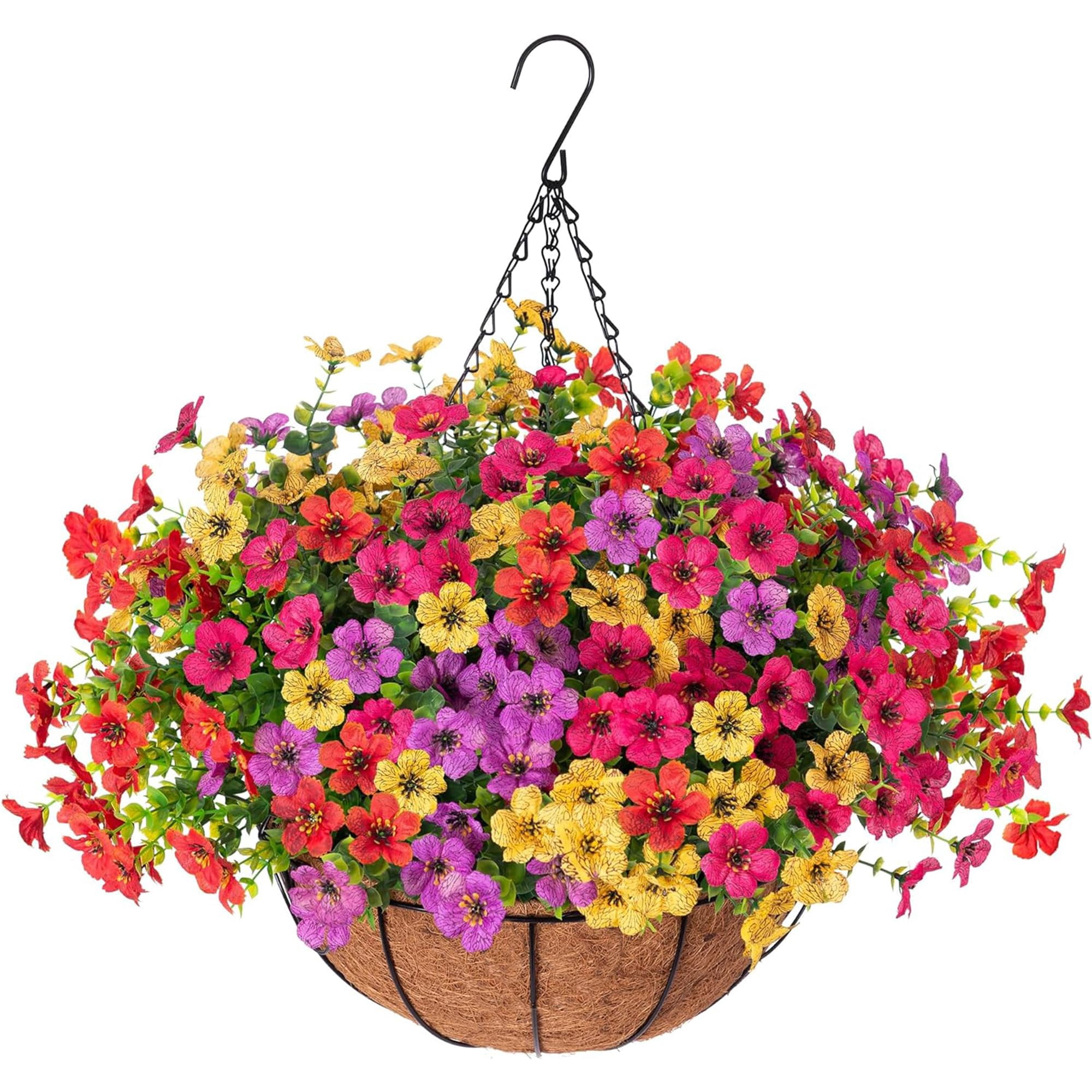 Orgrimmar Artificial Hanging Flowers Basket Outdoor Fake Hanging Plants ...