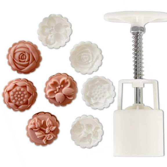 Orgry 4Pcs/Set Flower Mooncake Mold Tulip Cherry Blossom Rose Lotus Pattern Stamps Fondant Plungers Pastry Tools