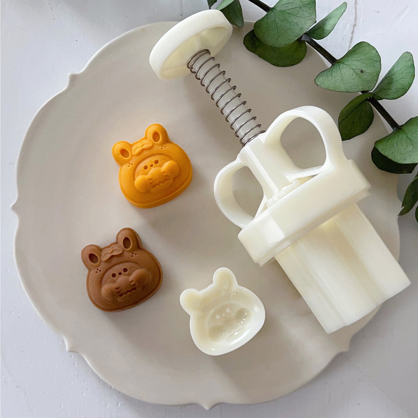 3D Cute Teddy Bear Mooncake Mold Set Little Bear Hand Press