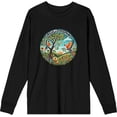thumbnail image 1 of Orgullo Hispano Parrot Mosaic Adult Black Crew Neck Long Sleeve Shirt-Medium, 1 of 3