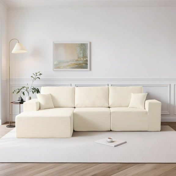 Orhopui Modular Convertible Sectional Sofa with Ottoman, L Shaped Boneless Cloud Couch for Living Room Bedroom, No Assembly Required