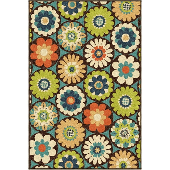 Orian Aruba Area Rugs - 2315 Contemporary Geometric Rings Bulbs Petals Leaves Rug