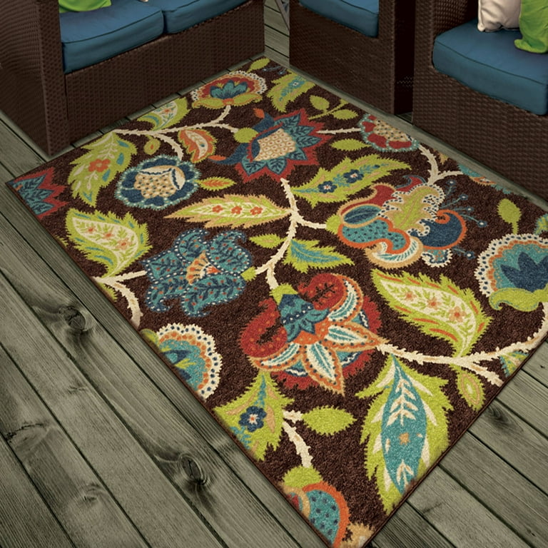 8' X 11' Ivory And Blue Floral Stain Resistant Indoor Outdoor Area Rug 8' X 11' Ivory And Blue Floral Stain Resistant Indoor Outdoor Area Rug