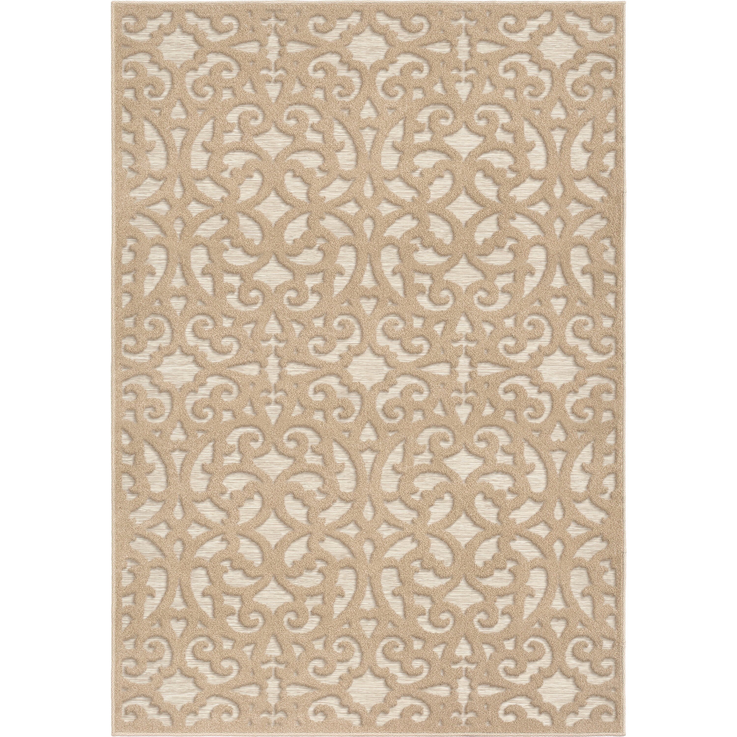 Orian Circle Rug Orian Boucle Seaborn 7'9 X 10'10 Driftwood Damask High Low Outdoor Rug ...