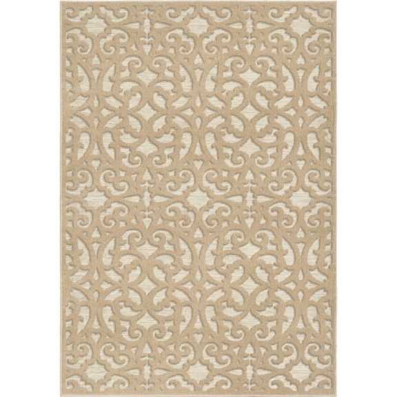 Orian Boucle Seaborn 9' X 13' Driftwood Damask High Low Outdoor Rug