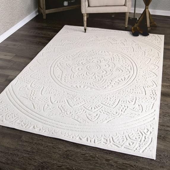 Orian Farmhouse Mandala natural Area Rug 9' x 13'