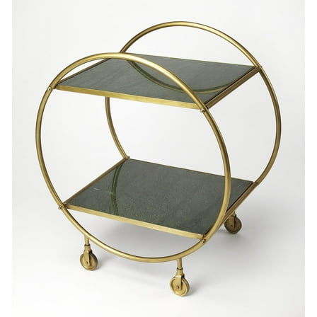 Butler Specialty Marble Top Serving Cart In Green And Gold