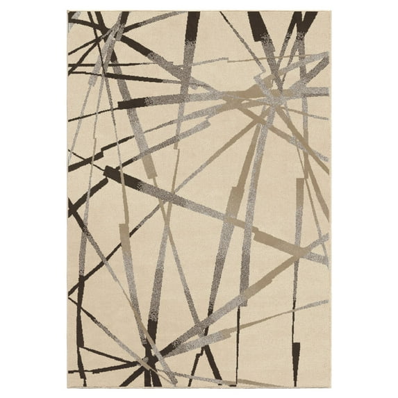 Orian Epiphany Area Rugs - 4200 Contemporary Ivory Lines Bars Stripes Thin Rug