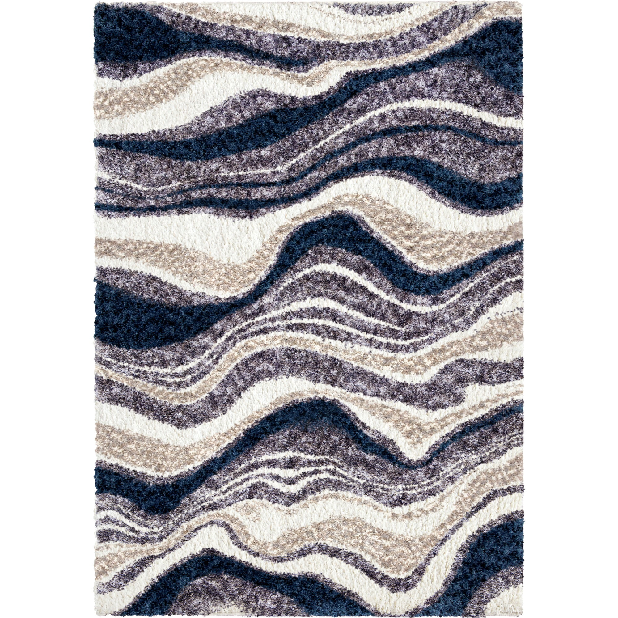 Blue and Beige 5x8 Stain-Resistant Synthetic Area Rug