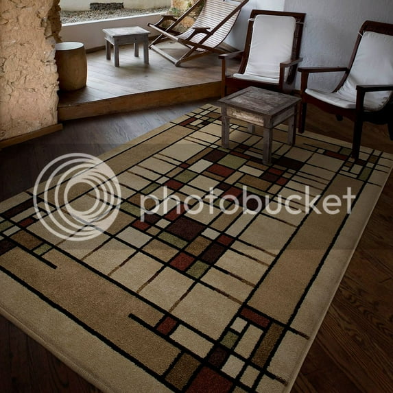 Orian Rugs Indoor/Outdoor Blocks Eldridge Beige Area Rug (5'2" x 7'6")