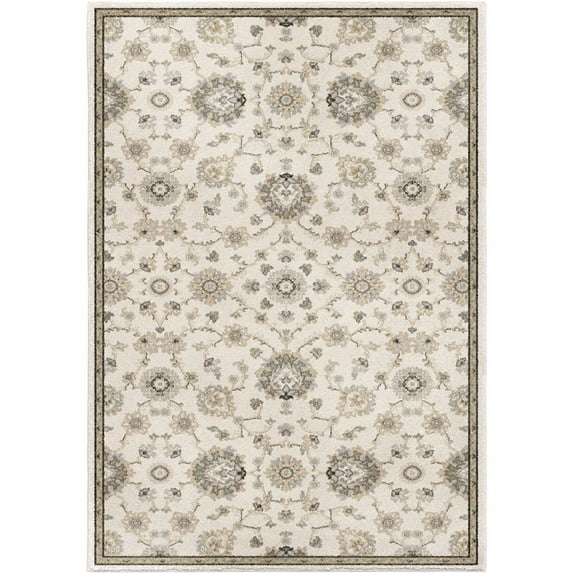 Palmetto Orian Manor Sarouk Soft White Machine Woven Area Rug 6'7" X 9'6" Soft White