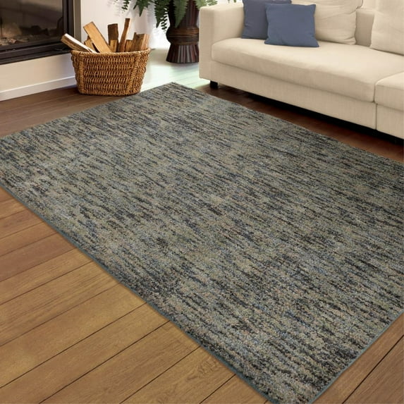 Orian Multi Solid Blue Machine Woven Area Rug 5'3" X 7'6" Blue