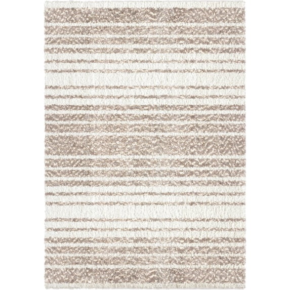 Orian Ombre Stripe Taupe Machine Woven Area Rug 5'3" X 7'6" Taupe