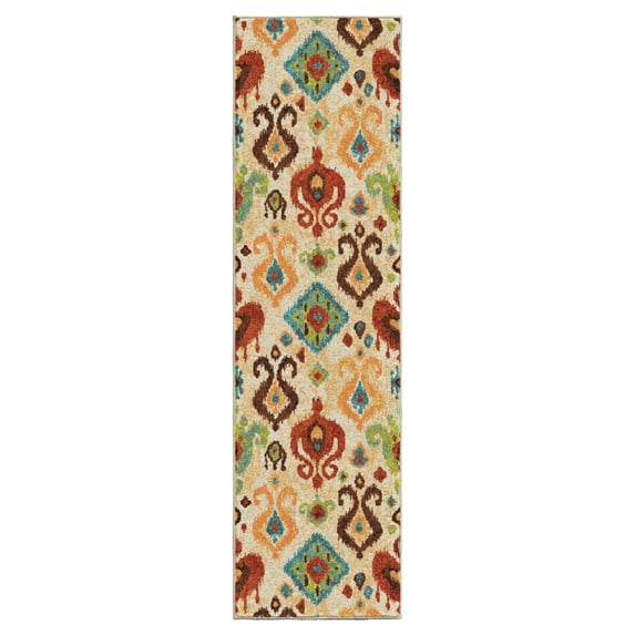 Orian Spoleto Area Rugs - 2802 Contemporary Geometric Curls Rings Diamonds Painted Rug